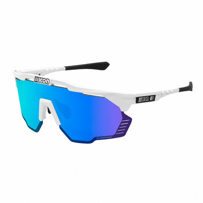 Brille SCICON AEROSHADE KUNKEN Weiß Multimirror Blau