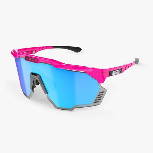 SCICON AEROSHADE KUNKEN Brille Fluo Pink Multimirror Blau
