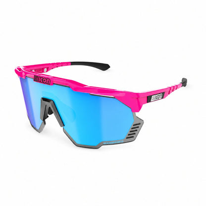 Brille SCICON AEROSHADE KUNKEN Neonrosa Multimirror Blau