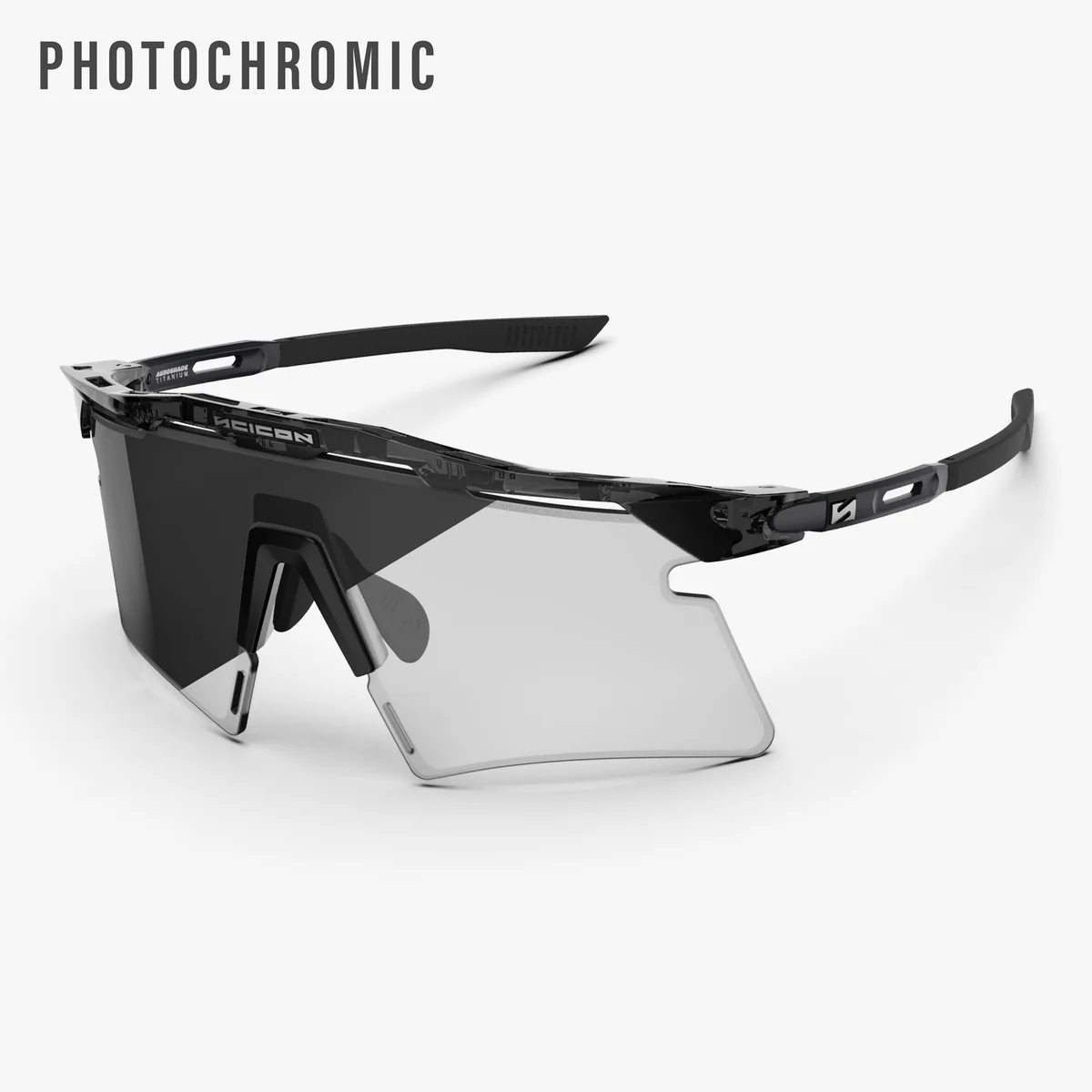SCICON AEROSHADE 2.0 TITANIUM Brille Schwarz Crystal Gloss Photochromatisches Glas Grey
