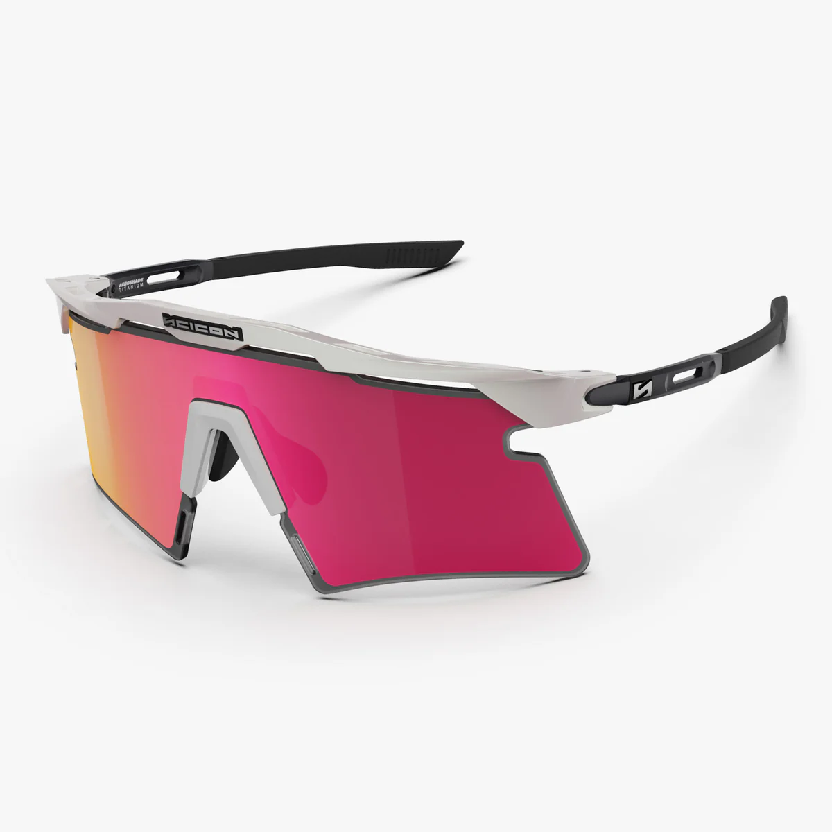 Brille SCICON AEROSHADE 2.0 TITANIUM Weiß Metal Glas Multimirror Sunburts + Pink
