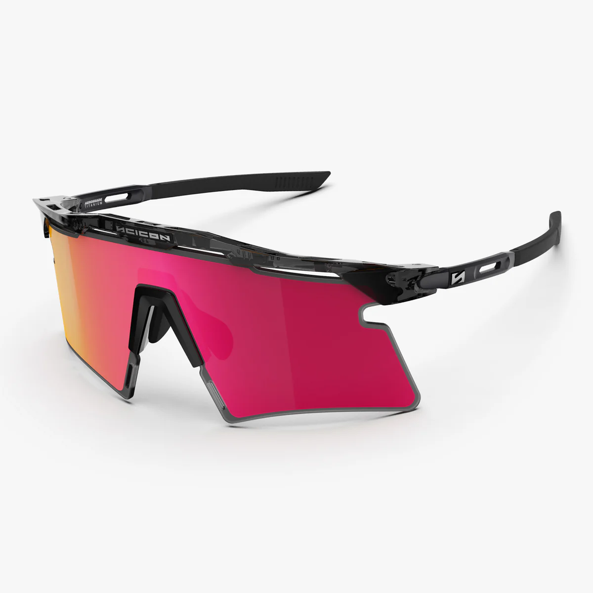 Brille SCICON AEROSHADE 2.0 TITANIUM Schwarz Crystal Gloss Multimirror Glas Sunburts + Pink