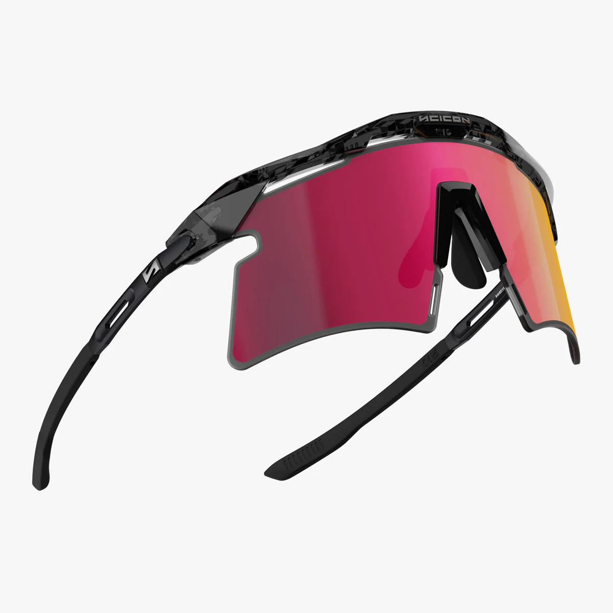 Brille SCICON AEROSHADE 2.0 TITANIUM Schwarz Crystal Gloss Multimirror Glas Sunburts + Pink