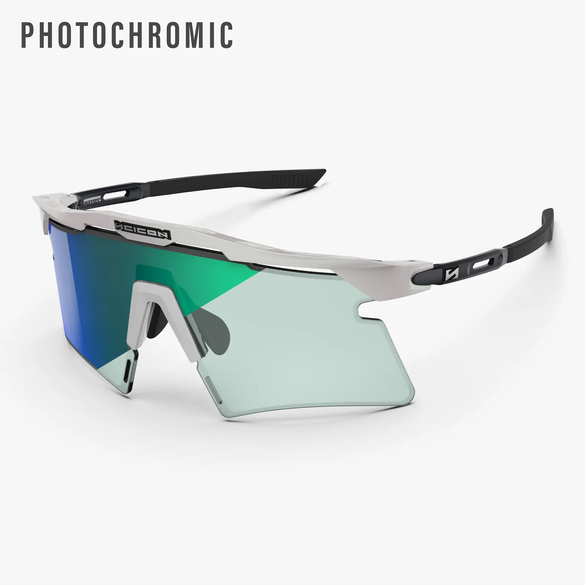 SCICON AEROSHADE 2.0 TITANIUM Brille Weiß Metal Photochromatische Gläser Blue Green