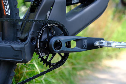 Ovales Mono-Kettenblatt WOLF TOOTH 12V SRAM Direct Mount 8 Schrauben Offset 3mm