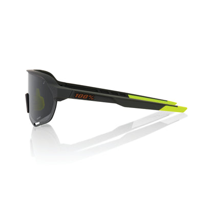 Brille 100% S2 Soft Tact Schwarz/Grau Smoke Lens
