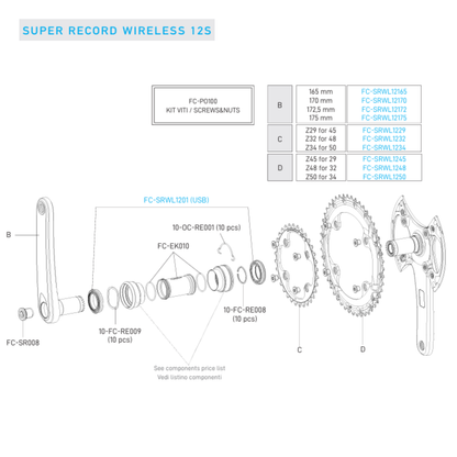 12-Gang-Kurbel CAMPAGNOLO SUPER RECORD WRL Leistungsmesser