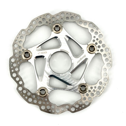 Schwimmend gelagerte HOPE Centerlock-Bremsscheibe Silber