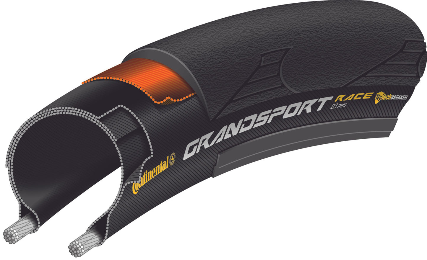 Reifen CONTINENTAL GRAND SPORT RACE 700x25c TubeType Schwarz