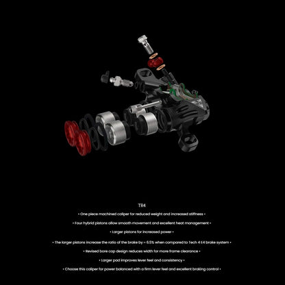 Vorderradbremse HOPE TECH 4 EVO TR4 Silber/Rot