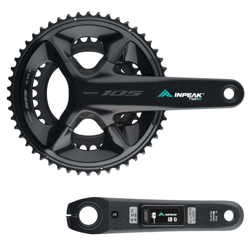 Kurbelgarnitur mit Leistungsmesser INPEAK POWERCRANK-E TWIN2 LR Shimano 105 R7100