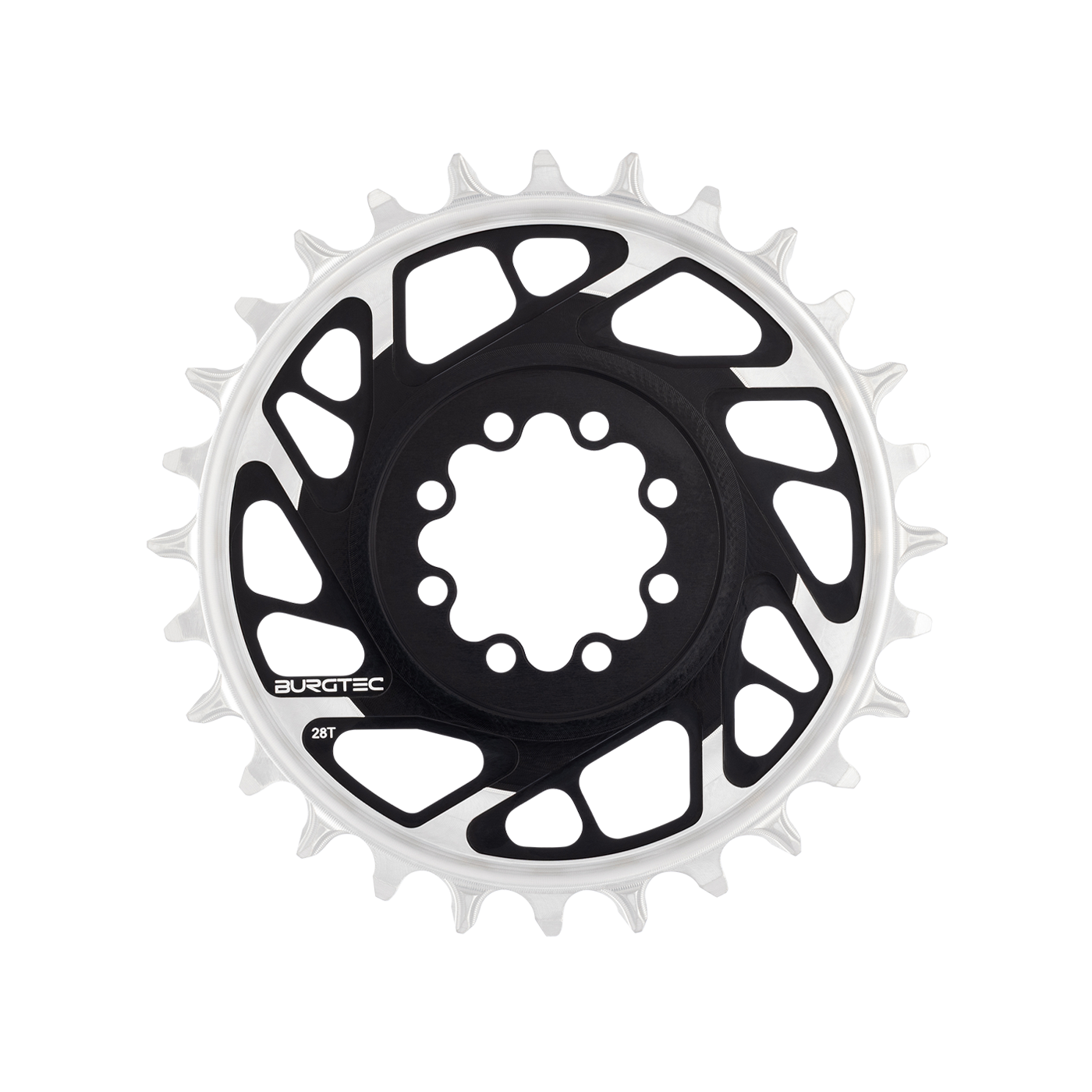 Mono Kettenblatt BURGTEC THICK THIN 12-fach BOOST Direct Mount 8 Schrauben T-Type Narrow Wide Offset 3mm Schwarz