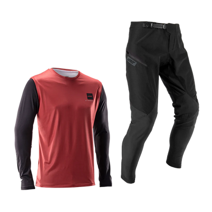 Kit Trikot + Hose LEATT MTB GRAVITY 1.0 Junior Schwarz/Rot