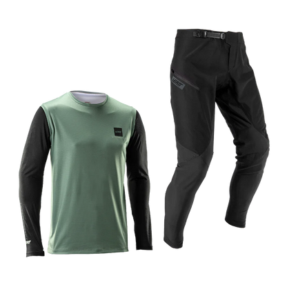 Trikot + Hosen-Kit LEATT MTB GRAVITY 1.0 Junior Schwarz/Grün
