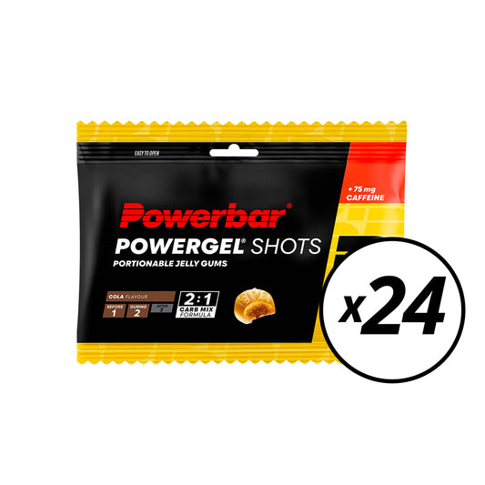 24 Packungen Süßigkeiten POWERBAR POWERGEL Shots (60gr) Cola - Kurzes Datum