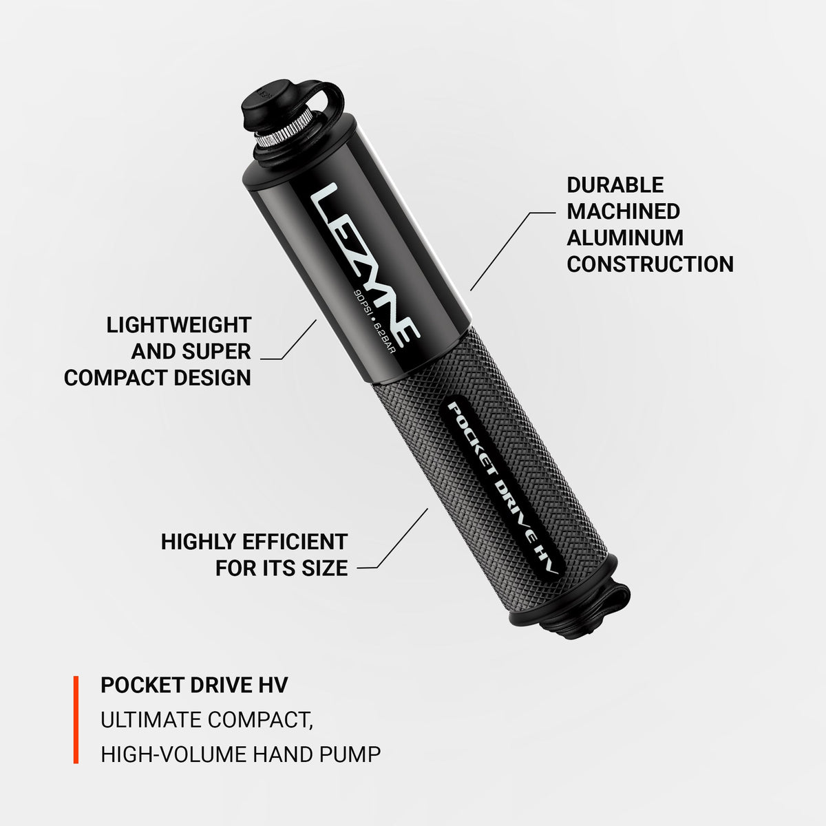 Handpumpe LEZYNE POCKET DRIVE HV LOADED Schwarz