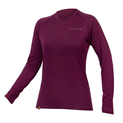 Unterhemd ENDURA BAABAA BLEND Langarm Damen Aubergine