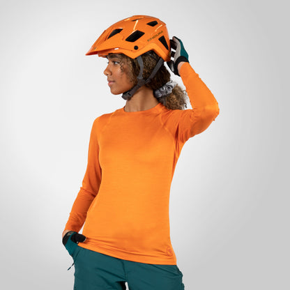 Trikot ENDURA SINGLETRACK Damen Langarm Orange