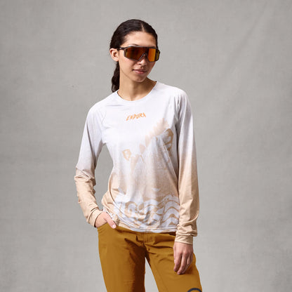 Trikot ENDURA SINGLETRACK PRINT Langarm Damen Weiß/Beige