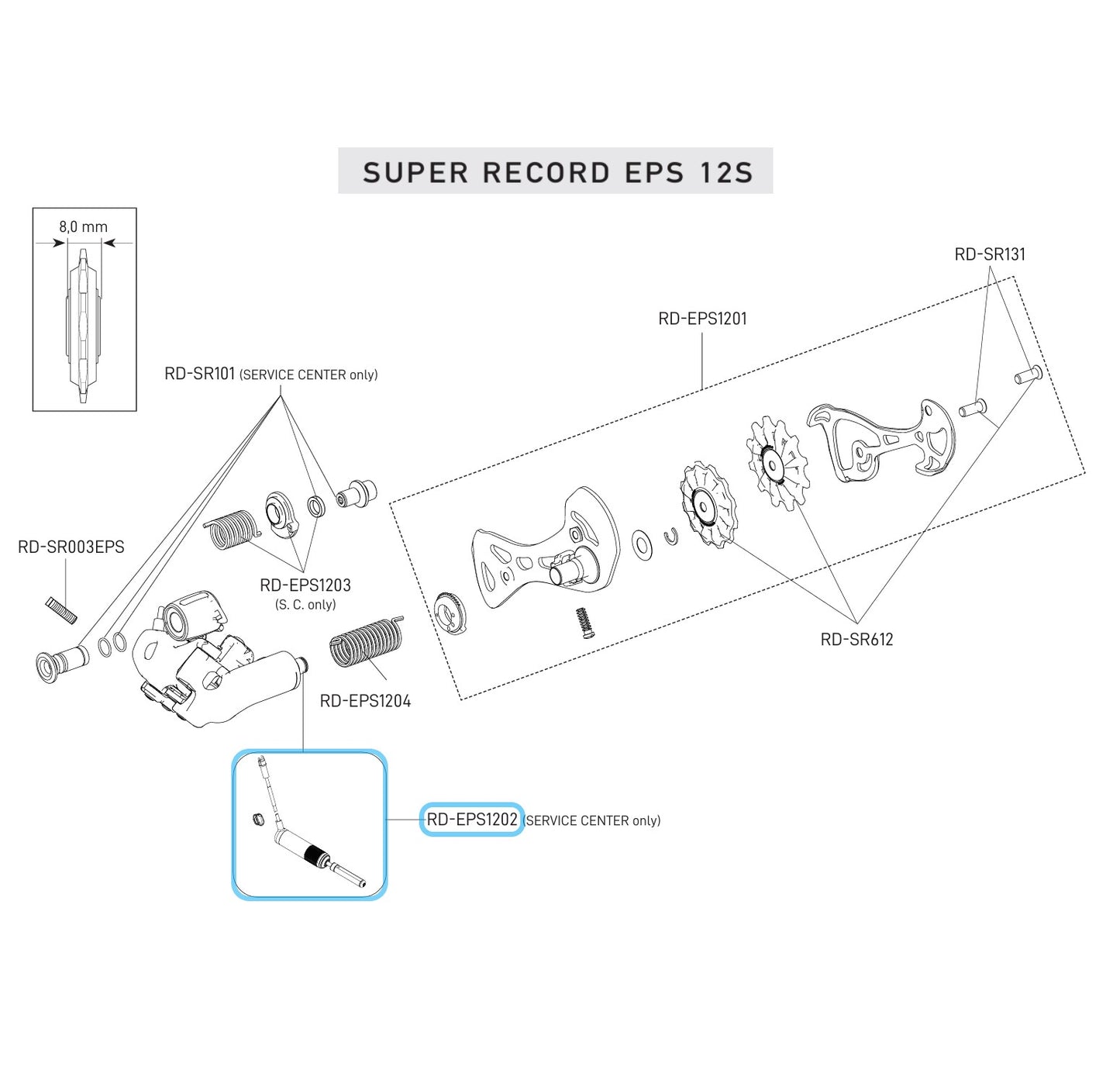 Hinterer Umwerfermotor CAMPAGNOLO SUPER RECORD EPS 12V