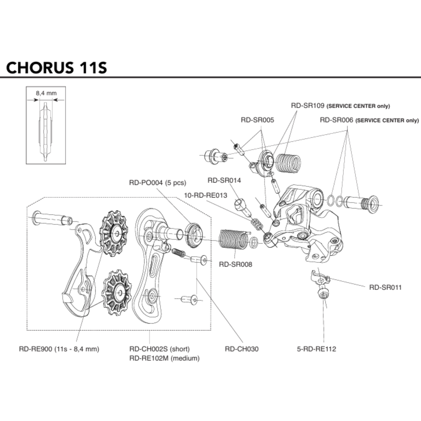 Hinterer Umwerfer CAMPGNOLO CHORUS 11V Chape Moyenne