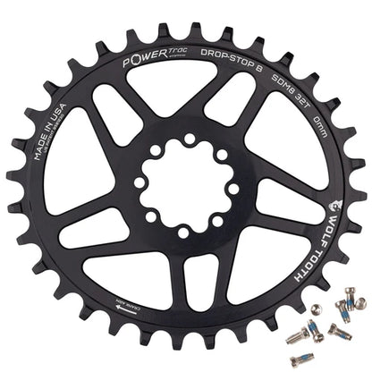 Ovales Mono-Kettenblatt WOLF TOOTH 12V SRAM Direct Mount 8 Schrauben Offset 3mm