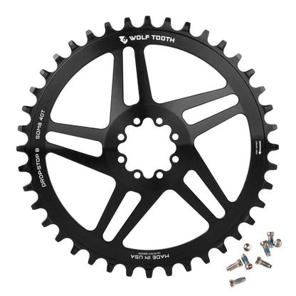 Einfach-Kettenblatt WOLF TOOTH DROP-STOP ST GRAVEL DM 8 Schrauben Sram Schwarz