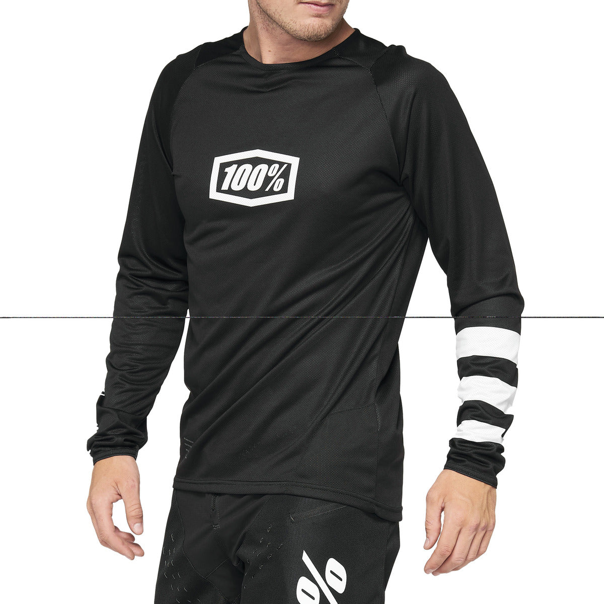 100% R-CORE Langarmtrikot Schwarz/Weiß