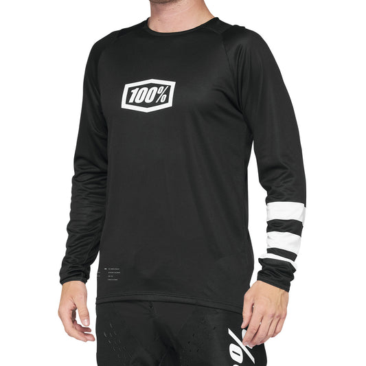 100% R-CORE Langarmtrikot Schwarz/Weiß