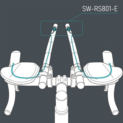 Paar Satellitenschalter SHIMANO SW-RS801-E Langes Kabel für TT/Triathlon (740mm) 12-Gang