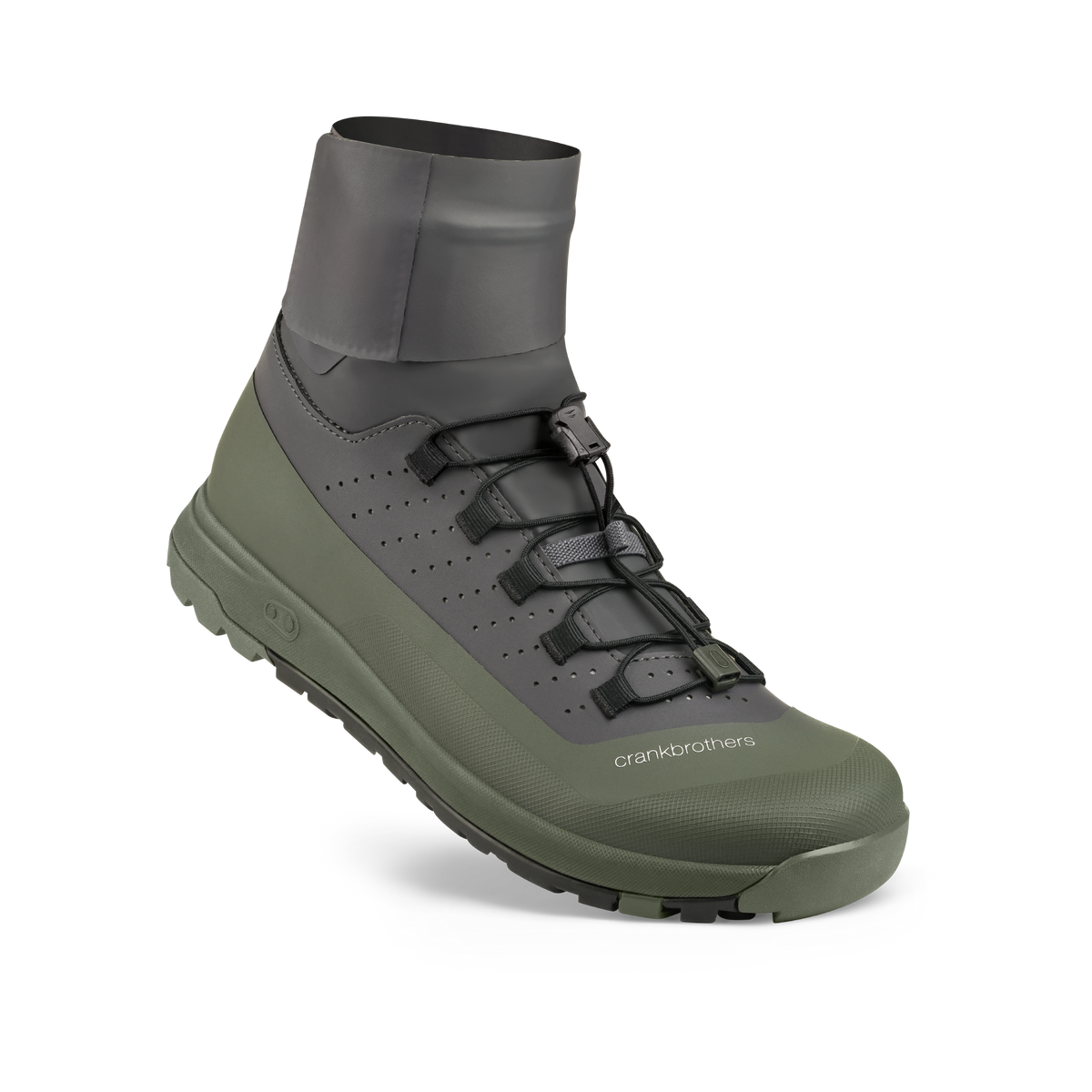 CRANKBROTHERS STAMP TRAIL SPEEDLACE SEAL MTB-Schuhe Grau/Grün – Dreiviertelansicht