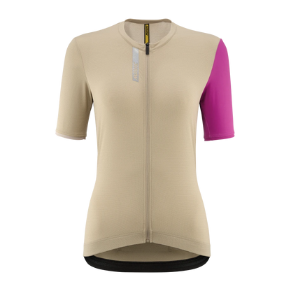 Trikot MAVIC ESSENTIAL Kurzarm Damen Beige/Fuchsia