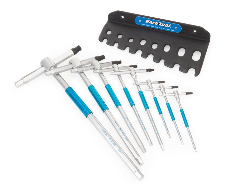 Park Tool THH-1 Set mit verschiebbaren T-Griff-Innensechskantschlüsseln und Wandhalter