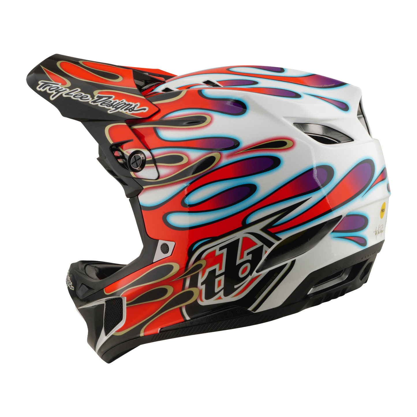 MTB-Helm TROY LEE DESIGNS D4 COMPOSITE MIPS OVERSPRAY Weiß/Rot