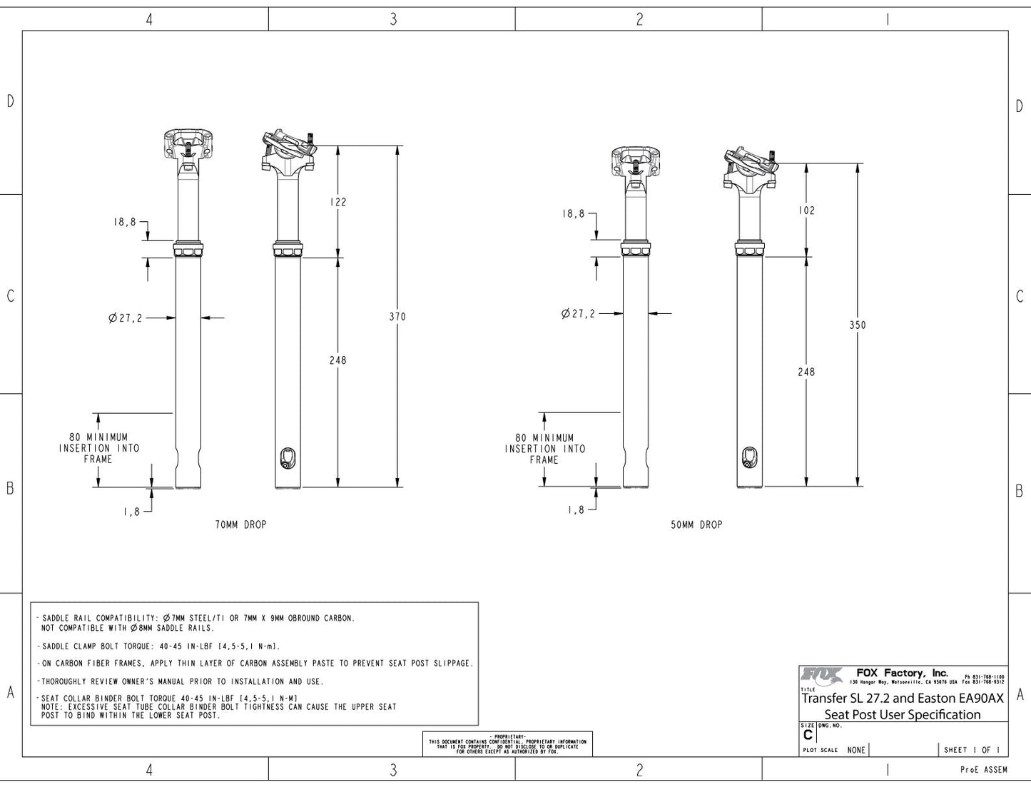 FOX RACING SHOX TRANSFER SL FACTORY 100mm Teleskop-Sattelstütze