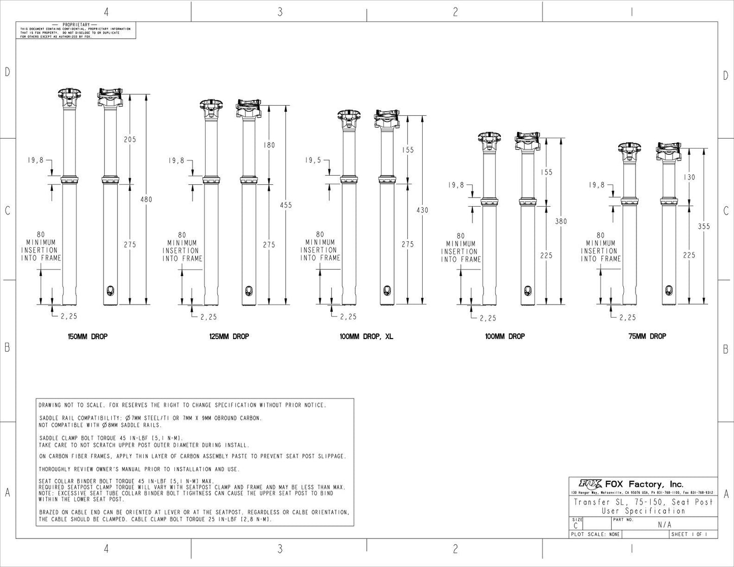 FOX RACING SHOX TRANSFER SL FACTORY 100mm Teleskop-Sattelstütze