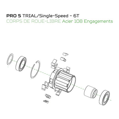 Hinterradnabe HOPE PRO 5 10x135mm Trial/SingleSpeed 6-Loch Schwarz