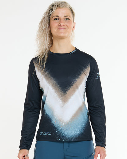 Trikot DHARCO GRAVITY GOLDEN STREAK Langarm Damen Schwarz/Blau