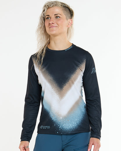 Trikot DHARCO GRAVITY GOLDEN STREAK Langarm Damen Schwarz/Blau