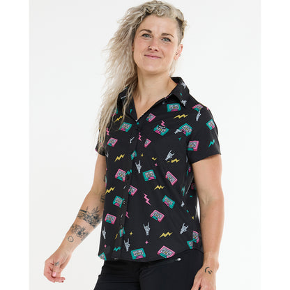 Technisches Hemd DHARCO TECH PARTY MIX TAPE Damen Schwarz