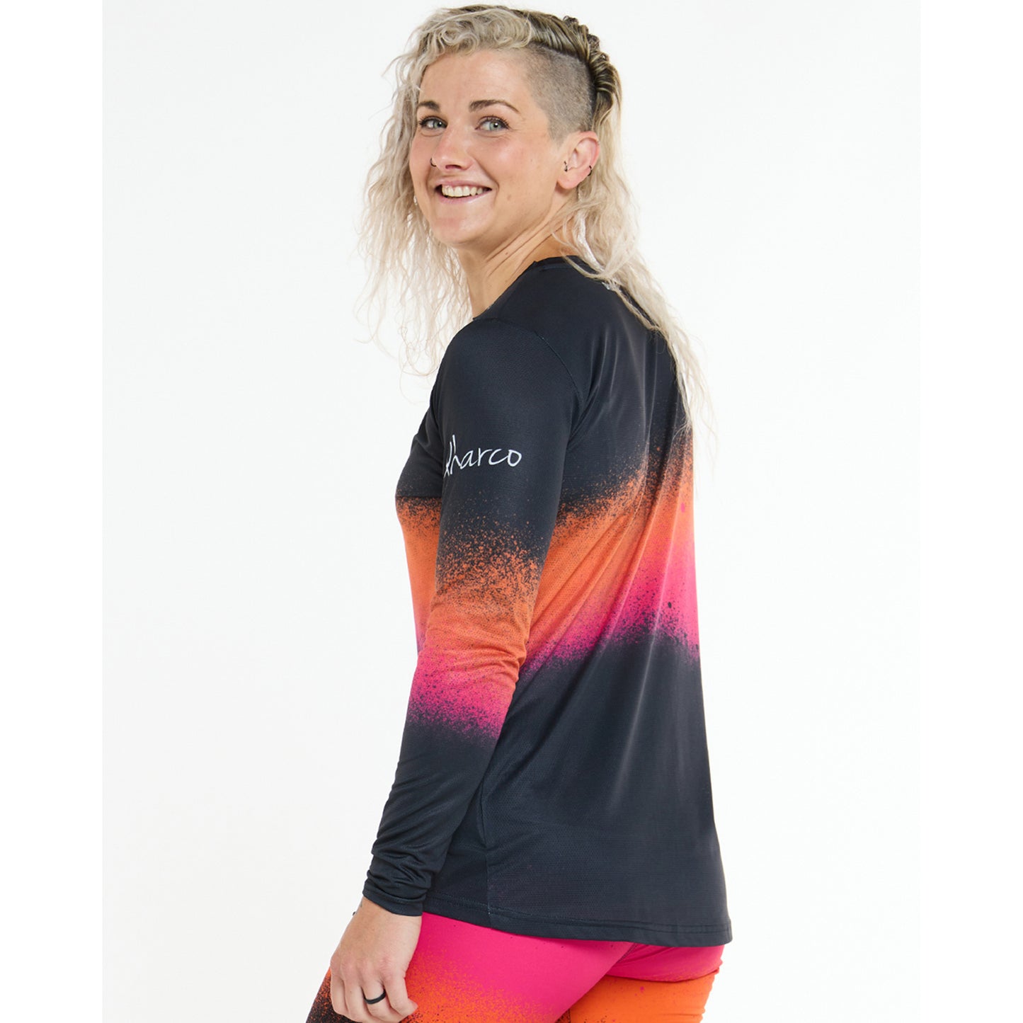 DHARCO RACE BLACK SNAKE Langarmtrikot Women Schwarz/Orange