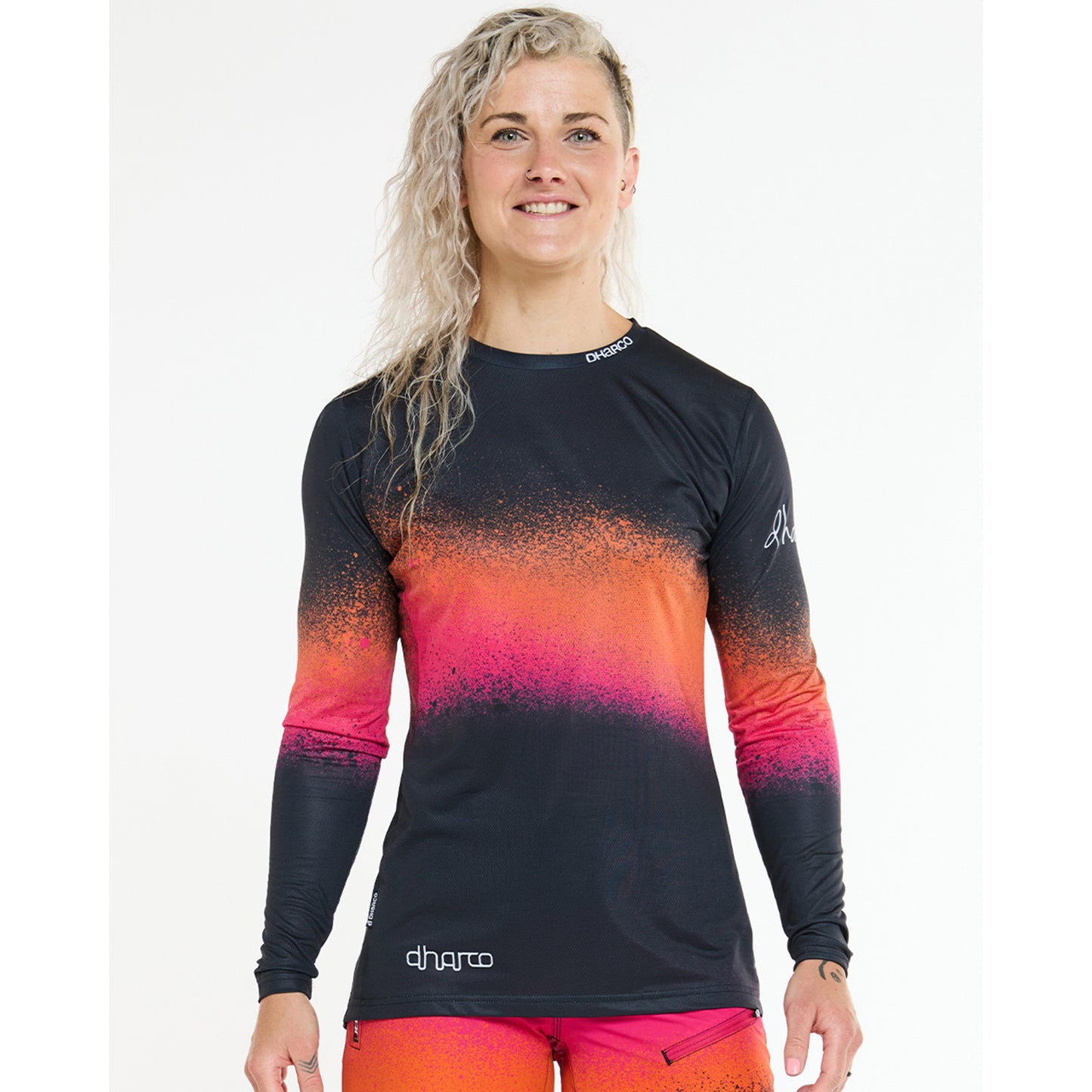 DHARCO RACE BLACK SNAKE Langarmtrikot Women Schwarz/Orange