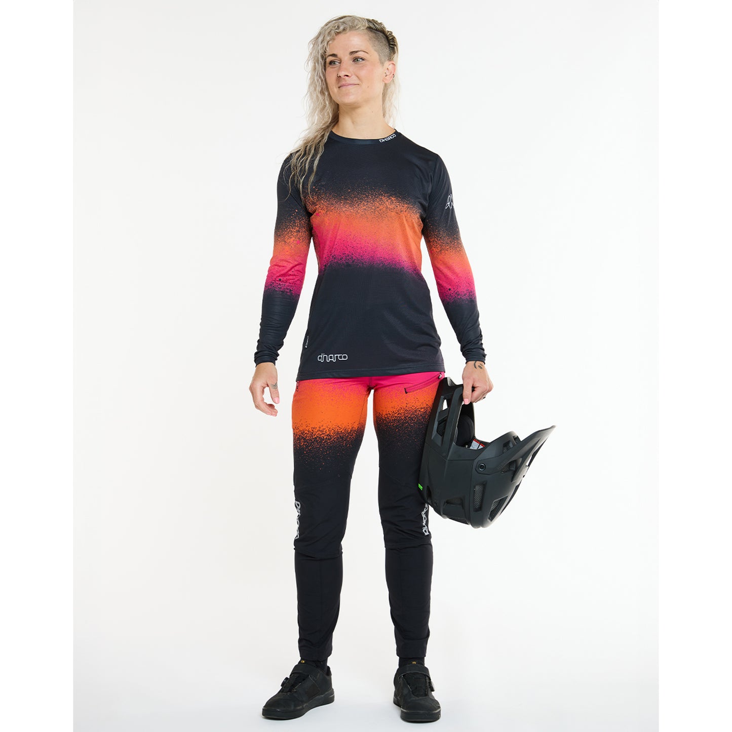 DHARCO RACE BLACK SNAKE Langarmtrikot Women Schwarz/Orange
