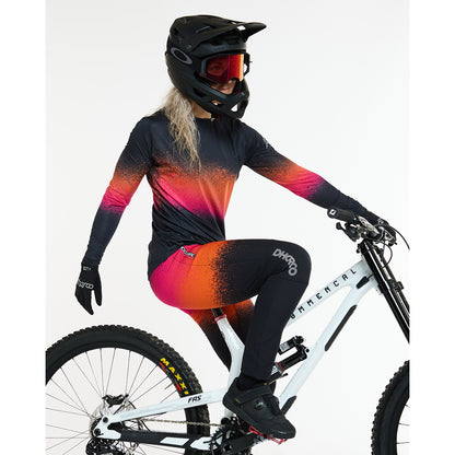 Trikot DHARCO RACE BLACK SNAKE Langarm Damen Schwarz/Orange