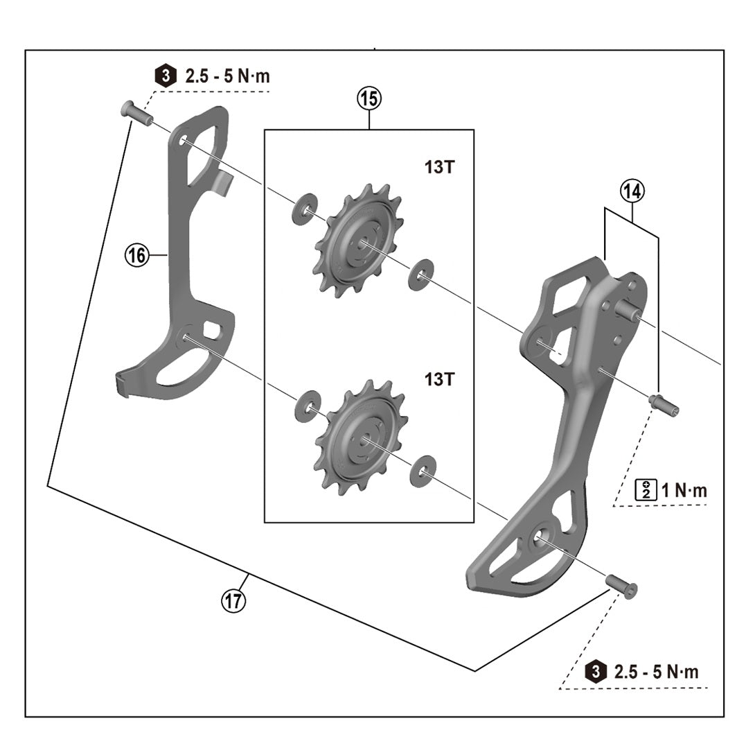 12V SHIMANO XTR RD-M8250 GS Schaltwerksrollen hinten