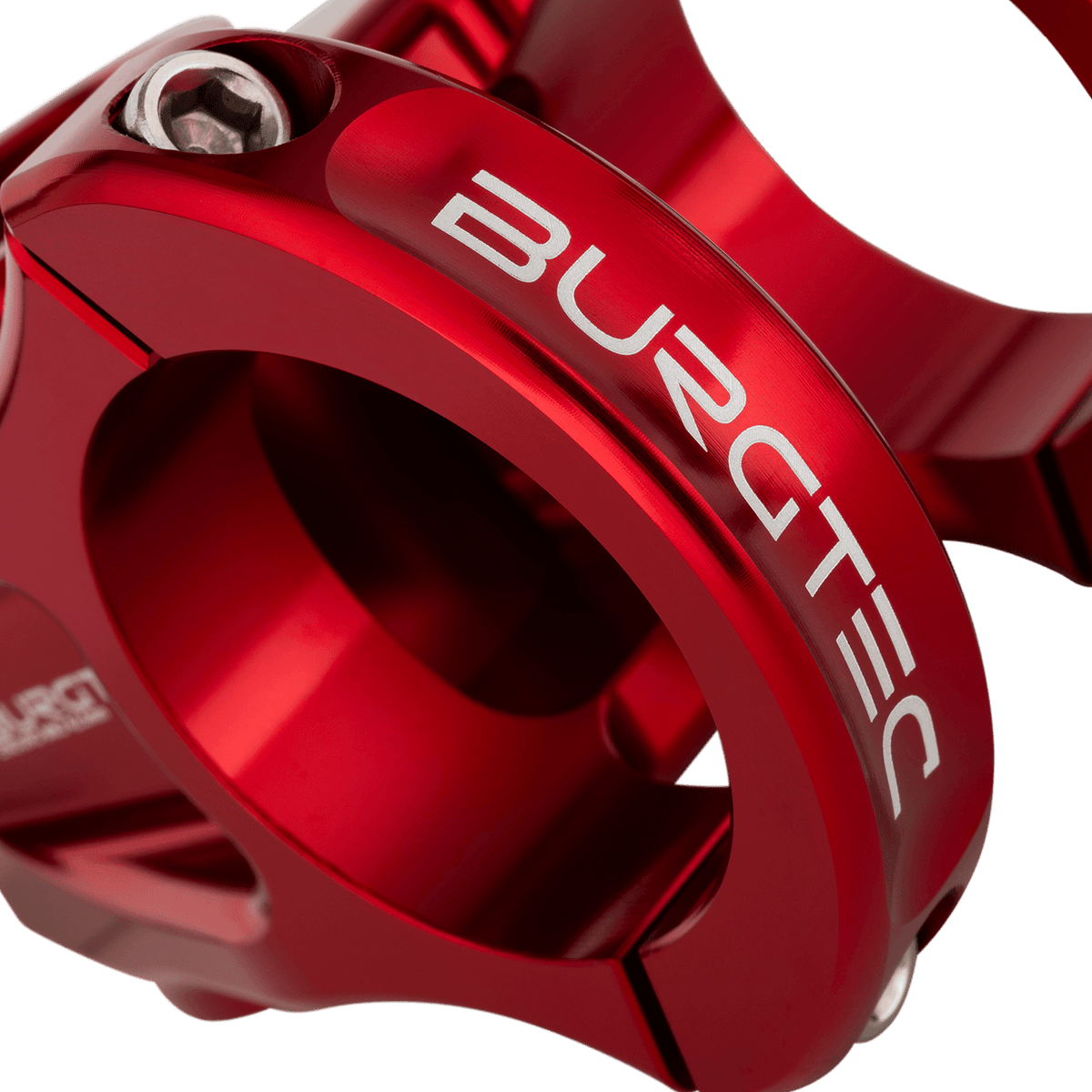 BURGTEC ENDURO MK3 Vorbau in Rot — Detail der Lenkerklemmung