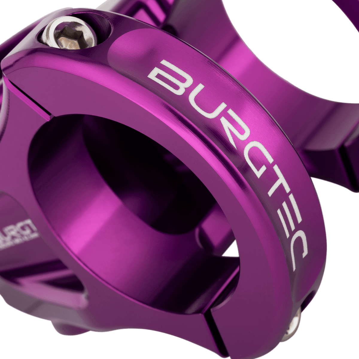 BURGTEC ENDURO MK3 Vorbau in Violett — Detail der Lenkerklemmung