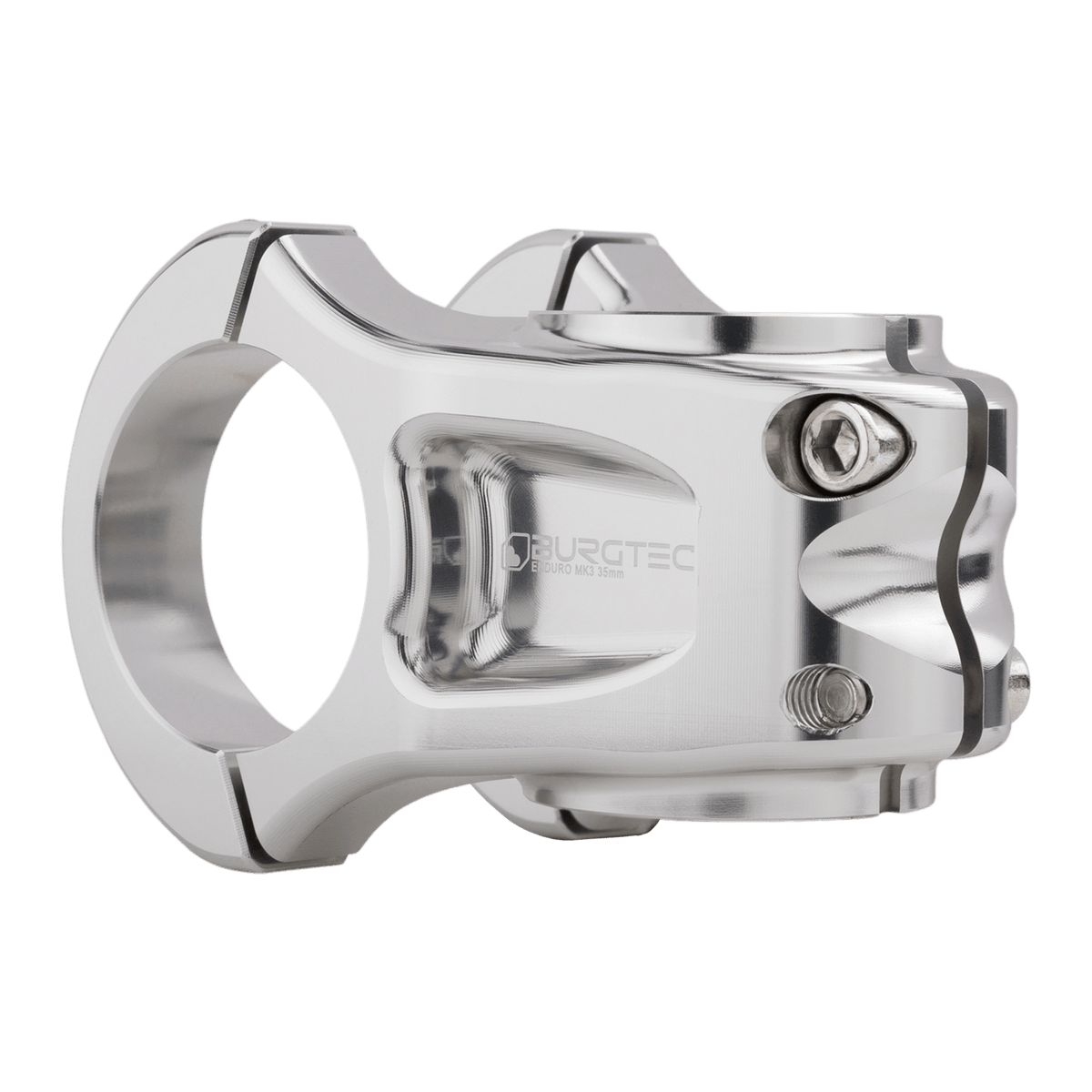 BURGTEC ENDURO MK3 Vorbau in Silber — Dreiviertelansicht von hinten