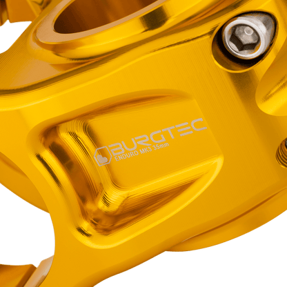 BURGTEC ENDURO MK3 Vorbau in Gold — Detail des gefrästen Vorbaukörpers