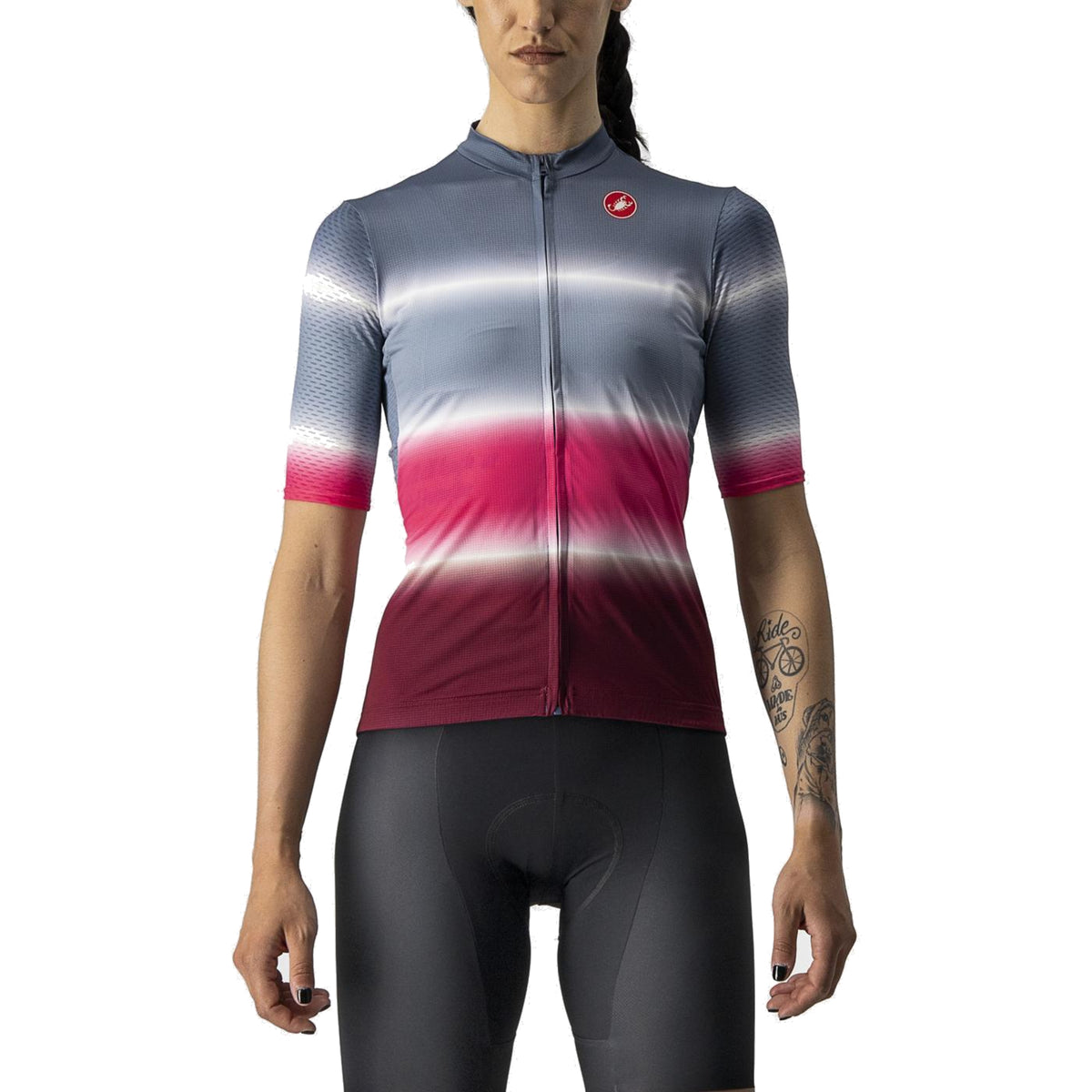 CASTELLI DOLCE Damen-Kurzarm-Radtrikot in Blau/Bordeauxrot